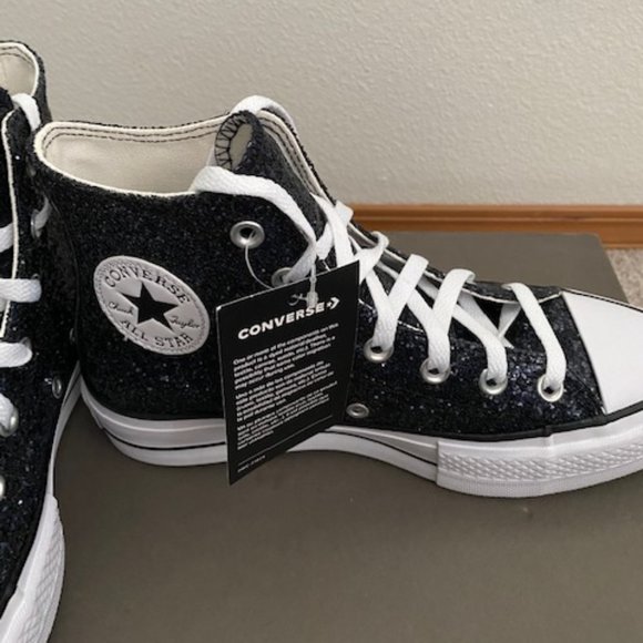 Converse | Shoes | Converse Custom Black Glitter Platform Hi | Poshmark